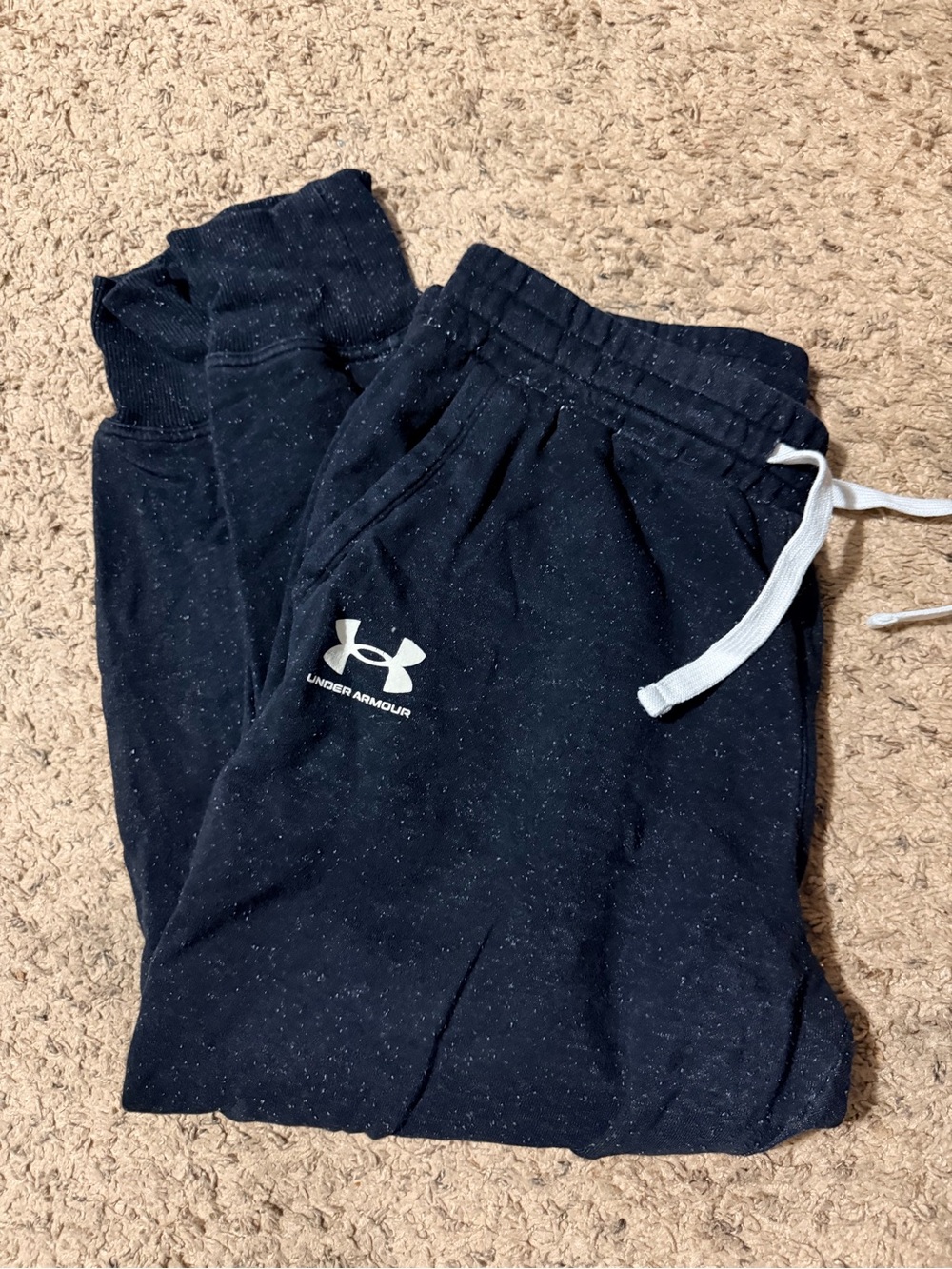 Under Armour Navy Speckled Joggers with White Drawstring